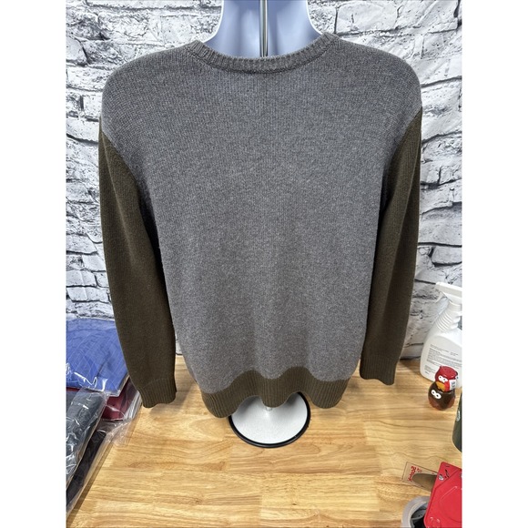 Vince Wool Cashmere Knit Crew Neck Side Zip Sweater Men's Olive Gray M - Picture 5 of 7